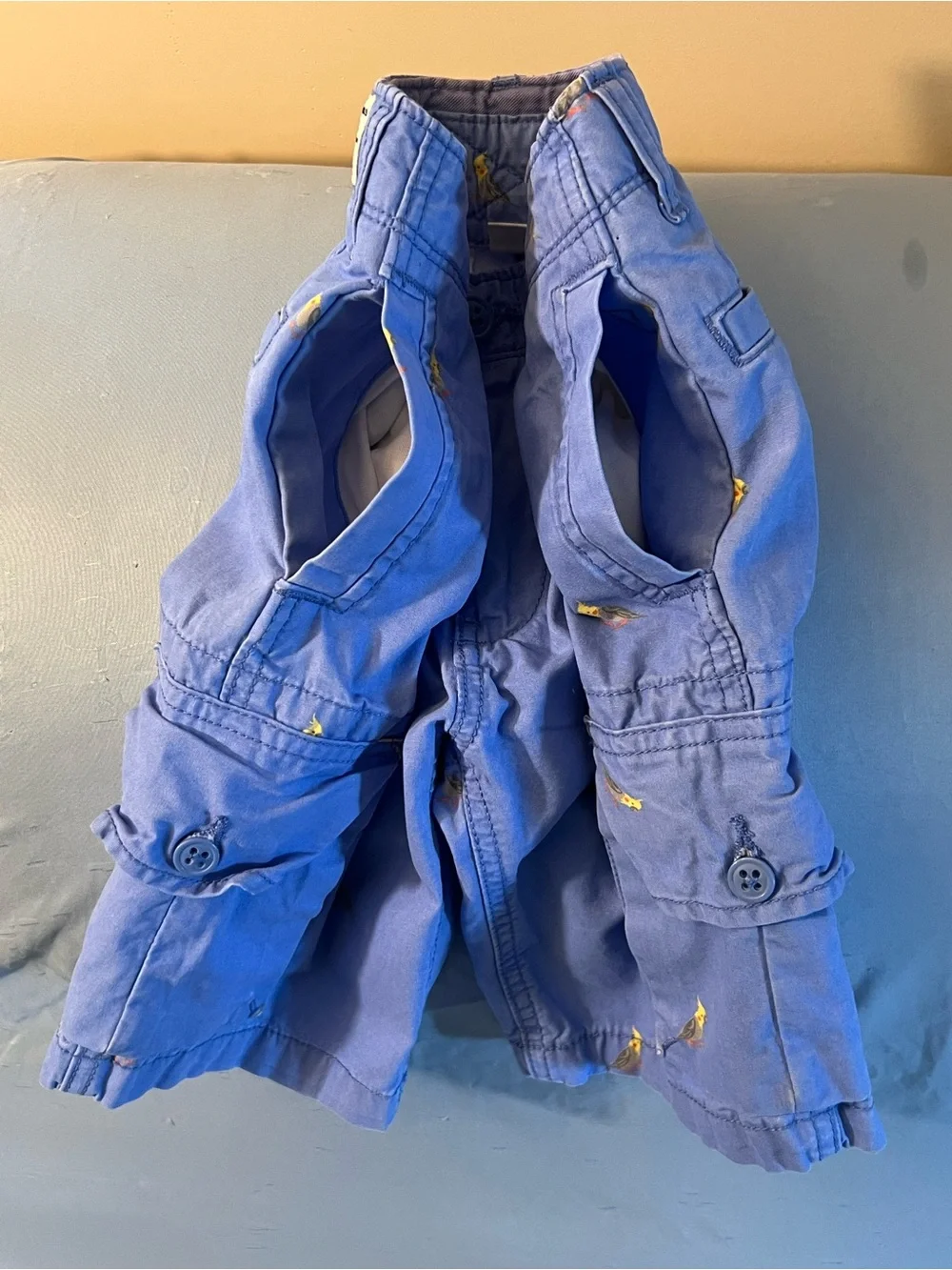 GAP Blue Cargo Shorts with Yellow Bird Motif